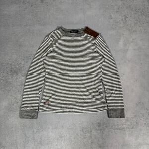 Lauren Ralph Lauren Long Sleeve Top Stripe Gray White - Size: M